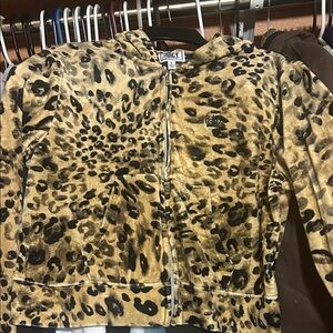 Juicy Couture Tan Leopard Cropped Hoodie
